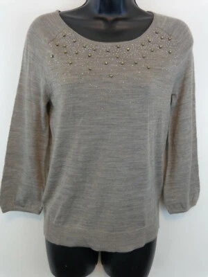 Ann Taylor Loft Sweater Women's XS Grey Rhinestone Embellished New With Tags - Image 1 of 4