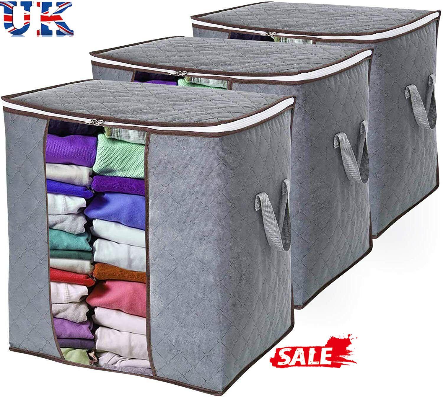 3Pcs Underbed Clothes Quilt Blanket Storage Bags Zipped Organizer