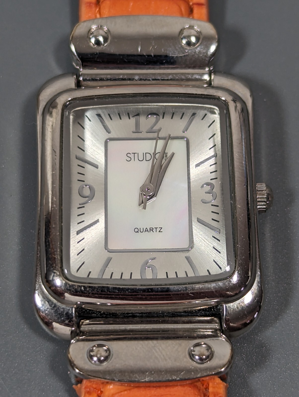 Studio MOP Dial Silver Tone Rectangle Case Orange… - image 2