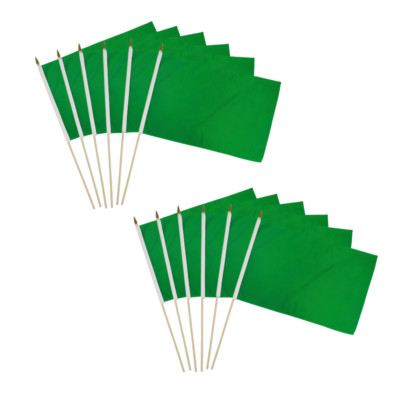 1 Dozen Solid Green 12x18in Stick Flags Solid Color Handheld Flags