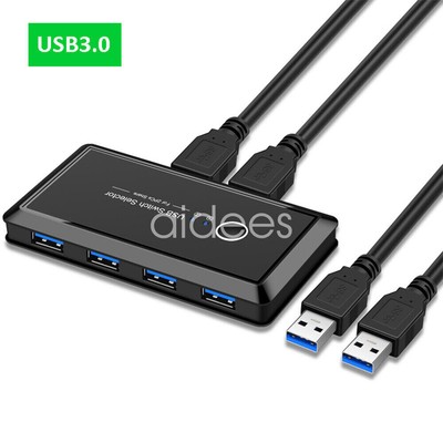 NEW USB Switch Selector USB 2.0/3.0 KVM Switcher for 2 PC Sharing 4 USB Devices