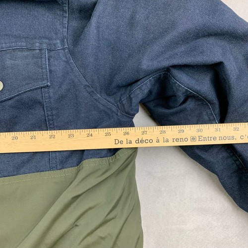 Gap Mens Winter Jacket XL Blue Green Full Zip Hybrid Heavyweight Denim Nylon - Picture 8 of 10