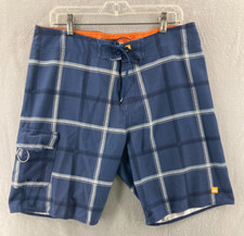 Quiksilver Board Shorts Mens 34 Blue Striped Beach Lightweight Surfer Pockets