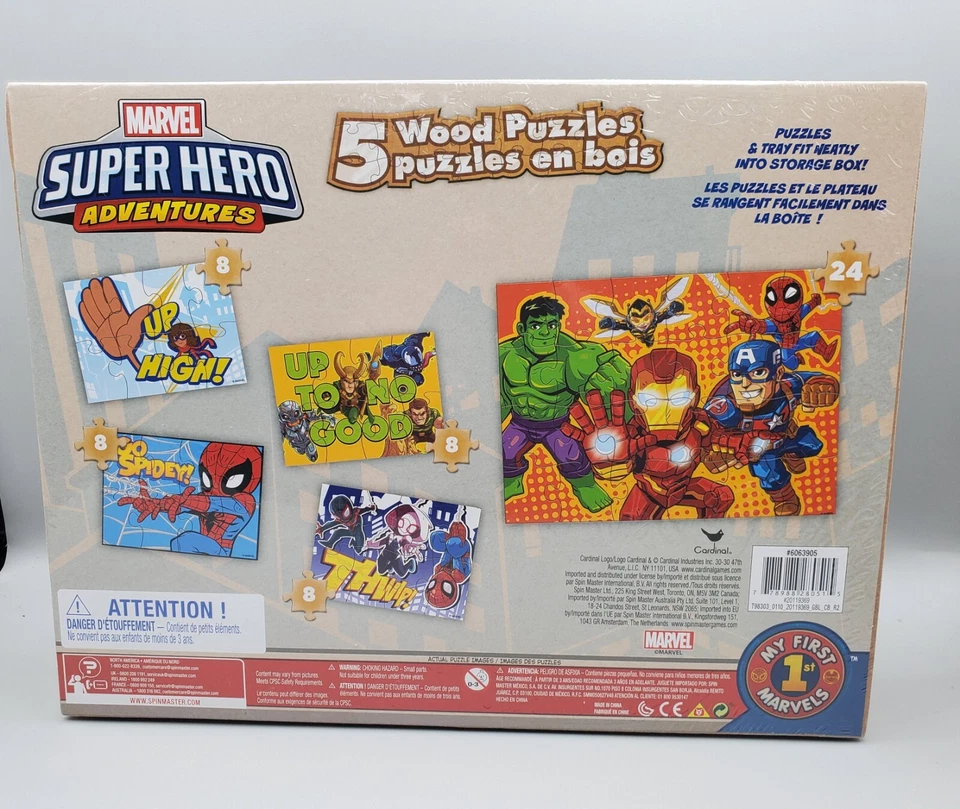 Marvel Super Hero Avengers Rompecabezas de Madera Juego de 24 Piezas Caja de Almacenamiento NUEVO SELLADO Foto 4 de 4