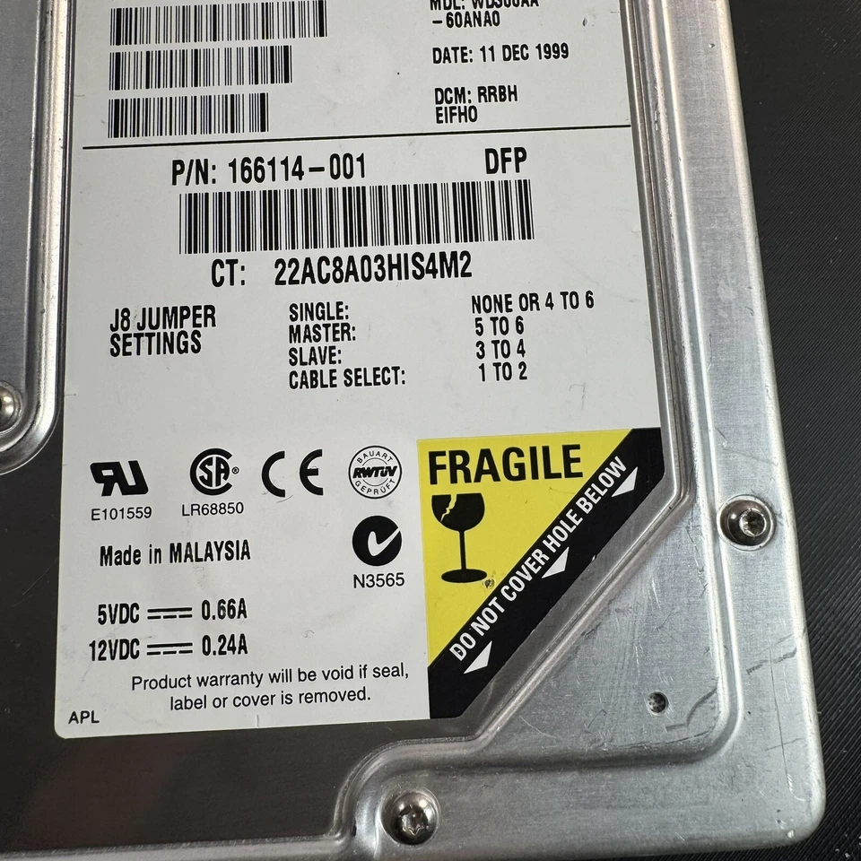 Vintage Western Digital WD300AA-60ANA0 IDE 30GB 3.5'' Hard Drive HHD TESTED - Image 4 of 4