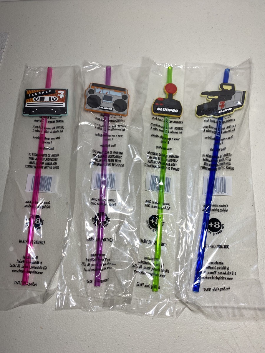 Slurpee 7 Eleven 80s Plastic Reusable Straws Complete Set Of 4 | eBay