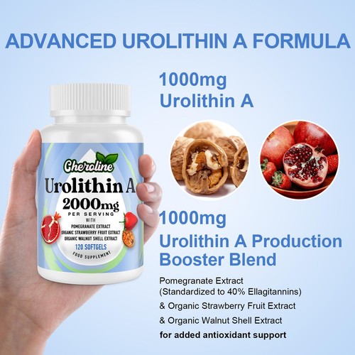 Urolithin A Supplement 2000mg - 120 Softgels 60-Day Supply - Enhanced with - Picture 3 of 5