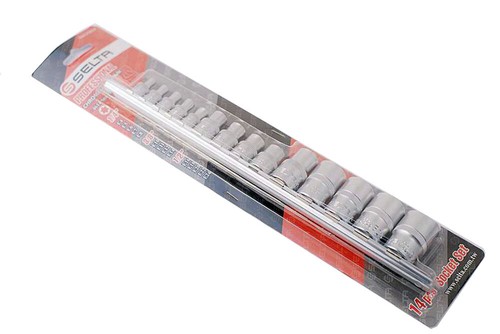 Selta Taiwan Cr-V 14pc 1/4" 3/8" 1/2" Dr. Torx E-Star Female Socket Set: E4-E24 - Picture 2 of 5