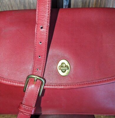 Vtg 1997 COACH Red Leather METROPOLIS FLAP Shoulder Bag Or