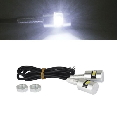 2x License Plate Light Motorcycle/Scooter/Moped LED 12V Universal Bolt-On Chrome