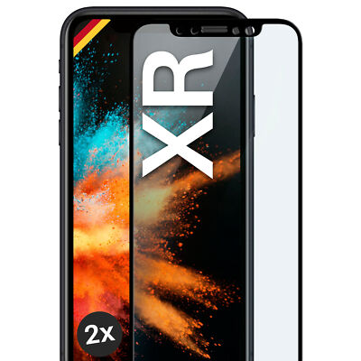 2x Panzerfolie für Apple iPhone Xr Hart Echt Glas Full Screen Cover Schutzglas