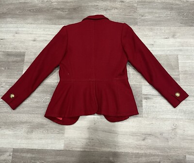 Vtg YSL Size 36 Rive Gauche France Red Women's Blazer Jacket Gold