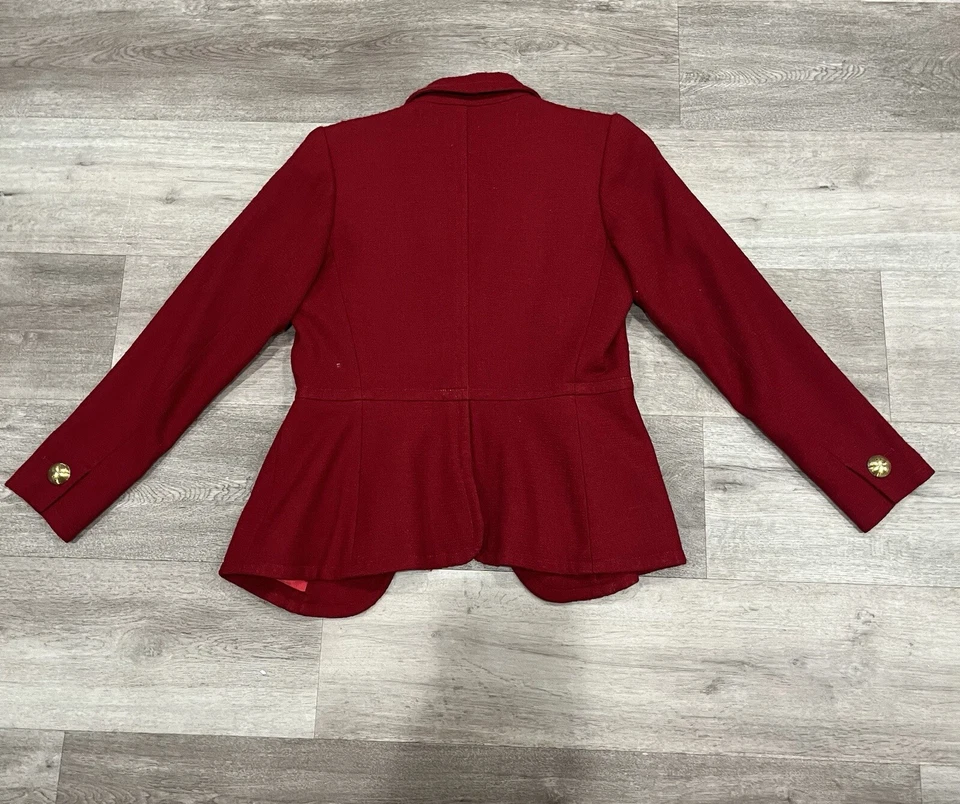 Chaqueta Blazer De Colección YSL Talla 36 Rive Gauche Francia Roja Para Mujer Botones Dorados Formal Foto 3 de 4