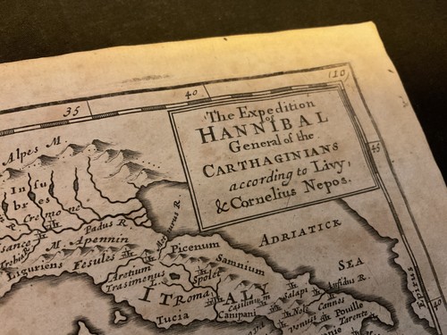 1728 VERY RARE Herman Moll Map , Genuine Antique, Roman Expedition Of Hannibal - Picture 2 of 3
