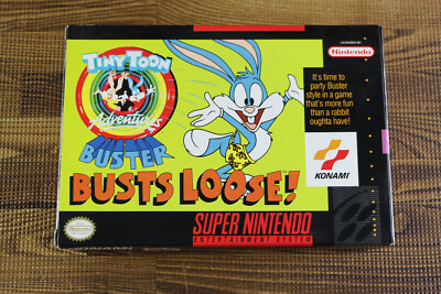 Tiny Toon Buster Busts Loose SNES Super Nintendo Cartridge In Box