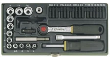 39 PCS SCREWDRIVER SET WITH 1/4" RATCHET AND MAGNETIC HOLDER PROXXON 23070