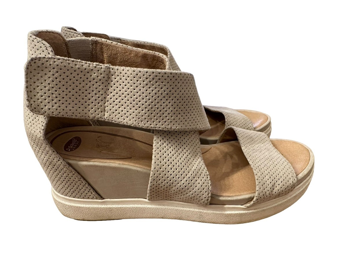 Scholl's Sheena Wedge Sandals Women's Size M Oyster