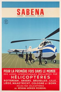 Original-Airline-Poster-Sabena-Sikorsky-S55-Helicopter-Airplane-1955