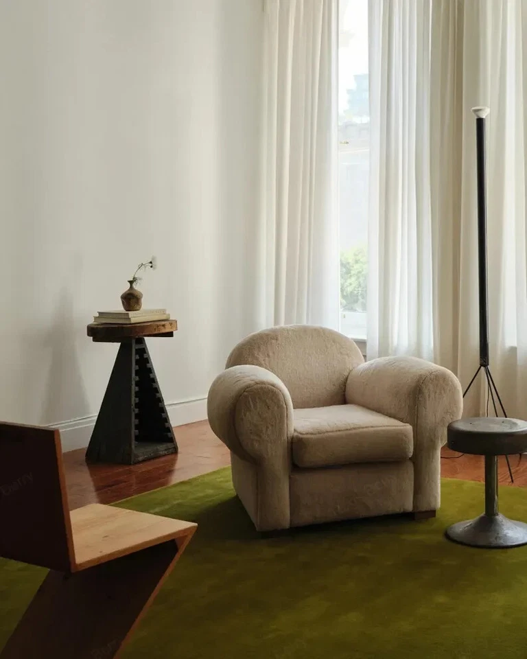 Tufted Wool Plain Area Rug Green Carpet Modern Living Handmade 100% Room Bedroom - Image 3 of 4