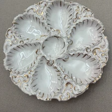Rare Antique made In Germany Oyster Plate Gold Details