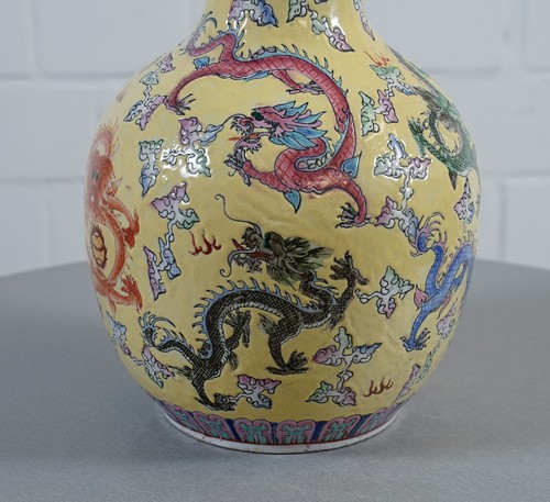 China Design Porzellan Emaille Vase Tischvase Bodenvase Flaschenvase Vintage RAR - Bild 5 von 12