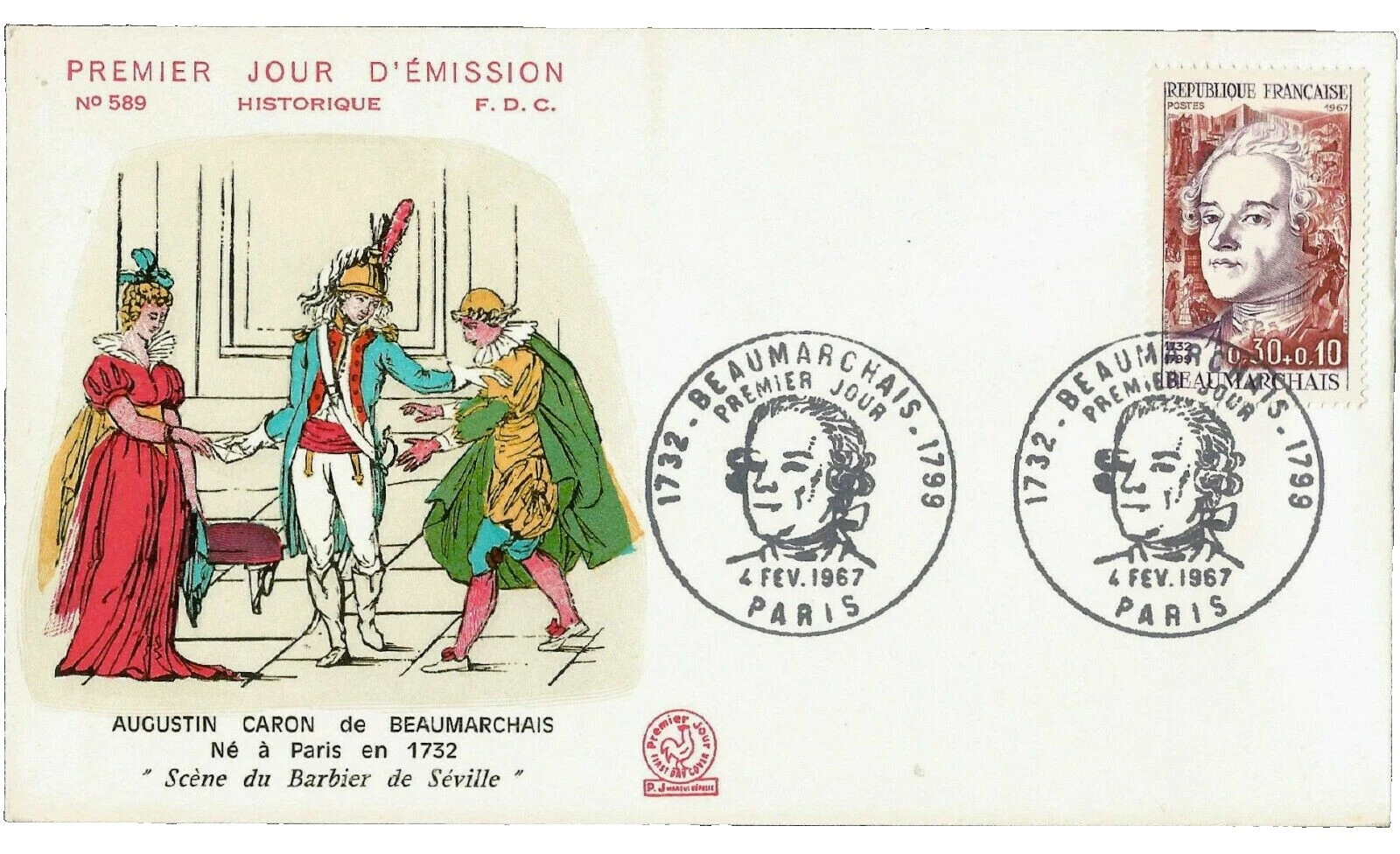 French First Day Cover Famous People Postal Stamps