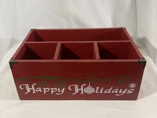 NEW Merry Christmas Wood Milk Crate Box Holiday Decoration Farmhouse Med 12x8