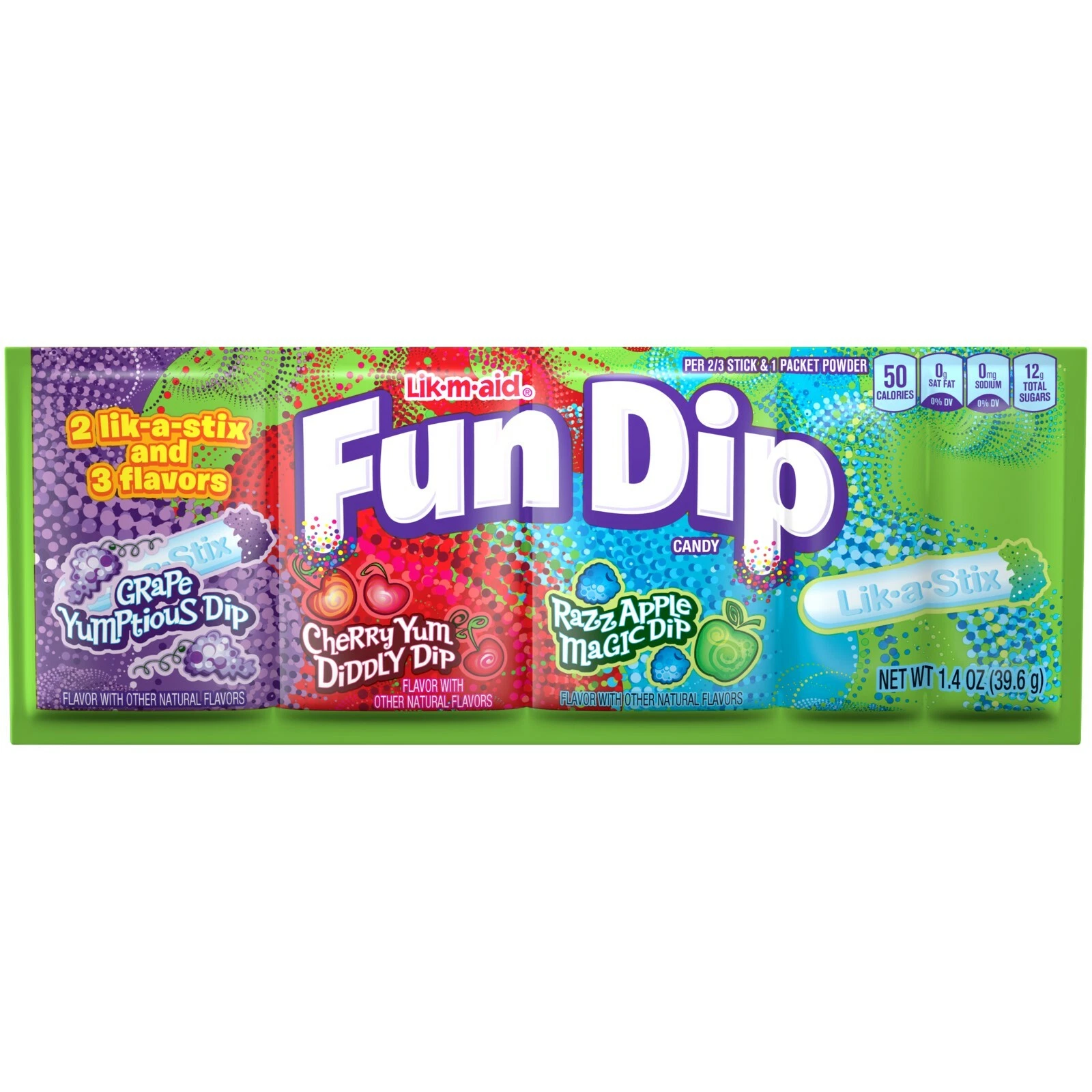 Fun Dip Grape, Apple, & Cherry Sour Candy Variety Pack,1.4ozFun
