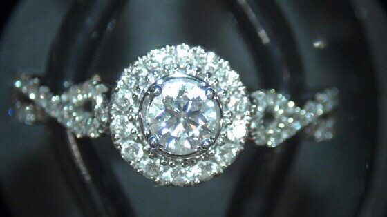 Engagement Ring — 3/4 CT. T.W. Diamond Frame Twist Shank in 14K White Gold-image