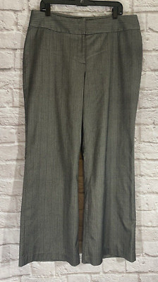 CHICOS 3 REG Pinstriped Wide Leg Business Workwear Dress Pants Gray Black XL