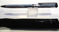 LEED'S PACIFIC SLIM METAL CHROME BALLPOINT PEN+ VELVET POUCH