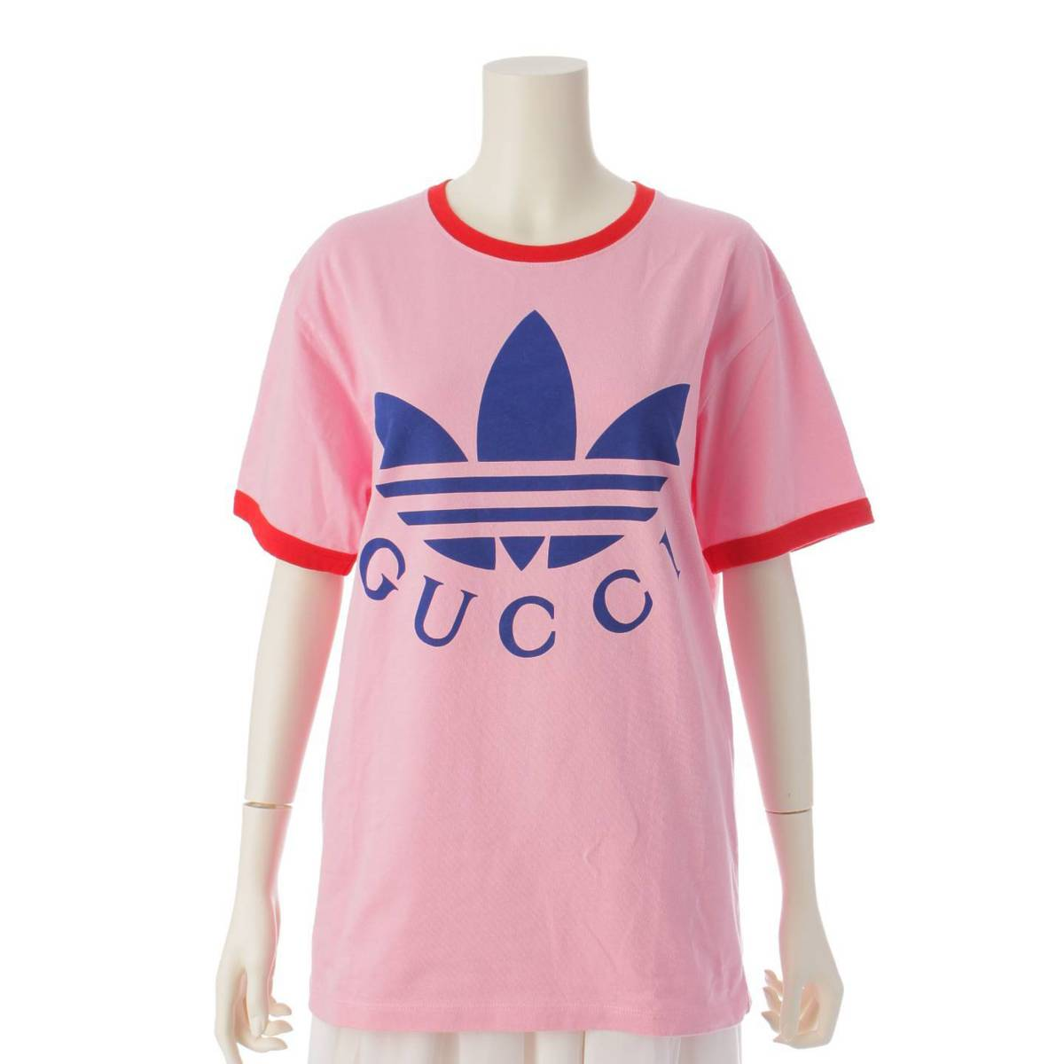 【関送込】GUCCI ピンクロゴ プリント ジャージ T シャツ GUCCI(グッチ) プリント半袖Tシャツ660744 660744 ピンク サイズ