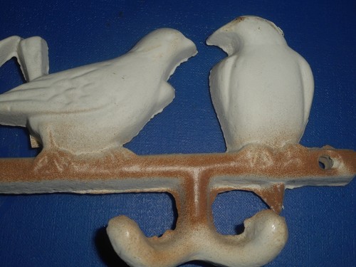Cast Iron Distressed Wall Hanging Metal Bar Hook Rack Clothes Coat Hanger Birds - Picture 6 of 12