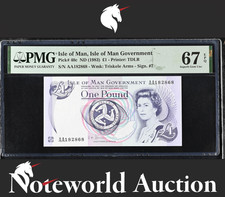 Isle of Man 1 Pound ND (1983) P 40c Prefix AA UNC PMG 67 EPQ NR 1 3rd TOP POP