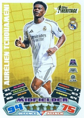 2025-26 Match Attax UEFA UCL AURELIEN TCHOUAMENI #384 Topps Heritage REAL MADRID