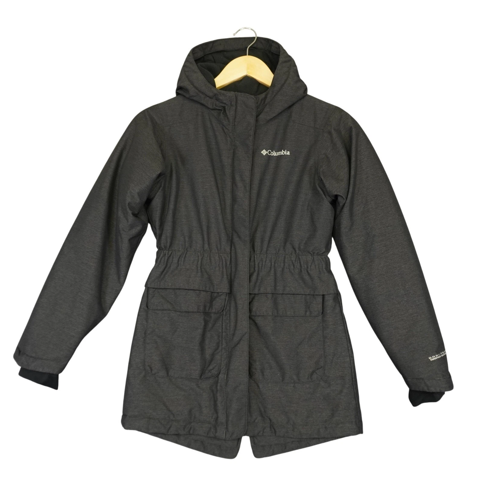 Columbia Hooded Parka Kids Size M Charcoal Grey Omni-Heat Out-Grown Jacket