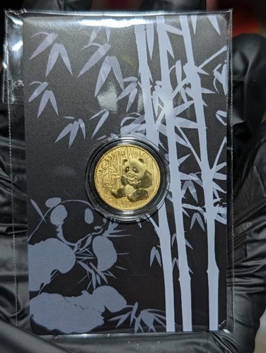 LOT of 3 Chinese Panda 3 Gram 999 Fine Gold Gilded Silver In Card 3,000 Minted