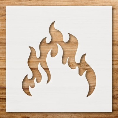Stylized Flame Shape Wall Art Reusable Plastic Stencil - StencilAir