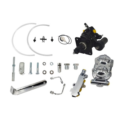 #ad Hydrobooster Hydraulic Power Brake Booster Chrome Master Disc Drum Kit Universal $393.21