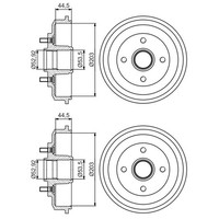 2X Bosch 203Mm Bremstrommeln Hinten Passend FÜR Ford Fiesta Fusion Links+Rechts