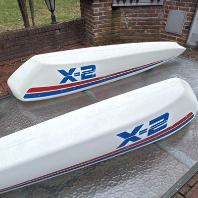 Kawasaki X-2 Pontoons  Pair -White Blue Red Graphics -Mounting Hardware