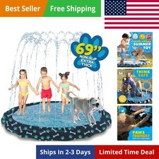 Non Slip Splash Pad for Kids Dogs, 69 Extra Large Splash Pad Sprinkler fo...