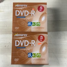 Memorex DVD-R Discs 4.7GB 120min 8x Recordable Media - 2 x 5-Pack 10 Discs 