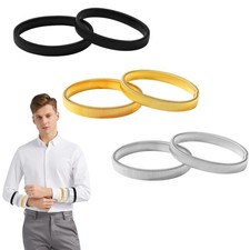 6 Pack Stretchy Metal Sleeve Garters Holders Anti Slip Elastic Arm Straps