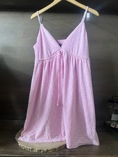 Wild Fable Pink Eyelet Mini Dress size LARGE SLEEVELESS VEE NECK LINED