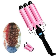 3 Barrel Curling Iron Wand, 1 Inch, Ceramic Tourmaline, LCD Display, Dual Volt