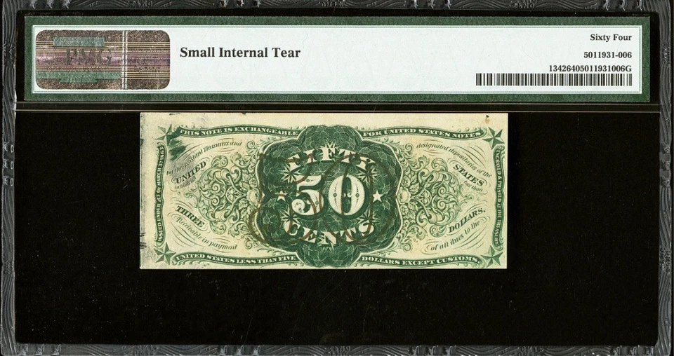 PMG ChUNC 64. FR# 1342 Fractional 1864 Union Currency 50c, Civil War Third Issue - Image 2 of 4