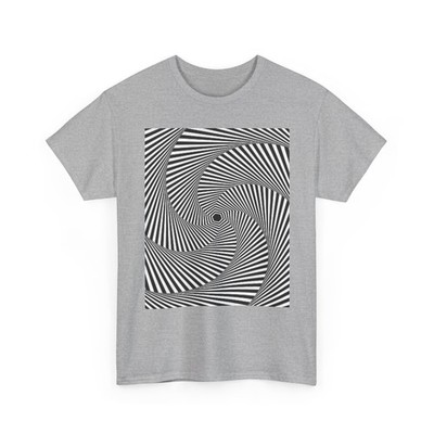 Optical Spiral Illusion T-Shirt | Black White Geometric Tee, Cool Spinning Tee