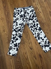 NWOT Tommy Hilfiger Ankle Pants Women  s Size 6 Floral Navy White Slim Ankle