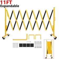 11FT Industrial Expandable Barricade Folding Security Gate with Wheels,Retrac...